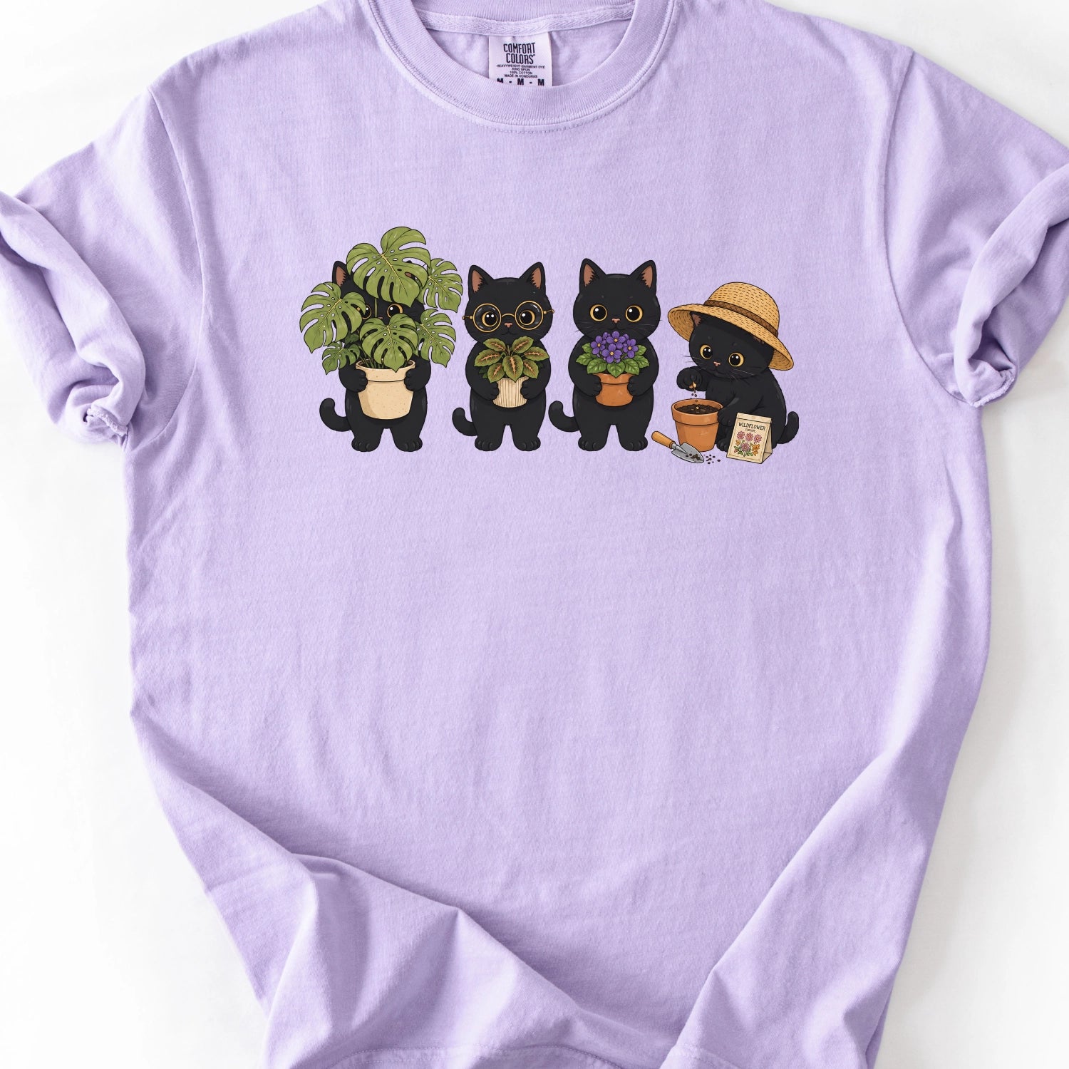 Black Plant Cats T-Shirt