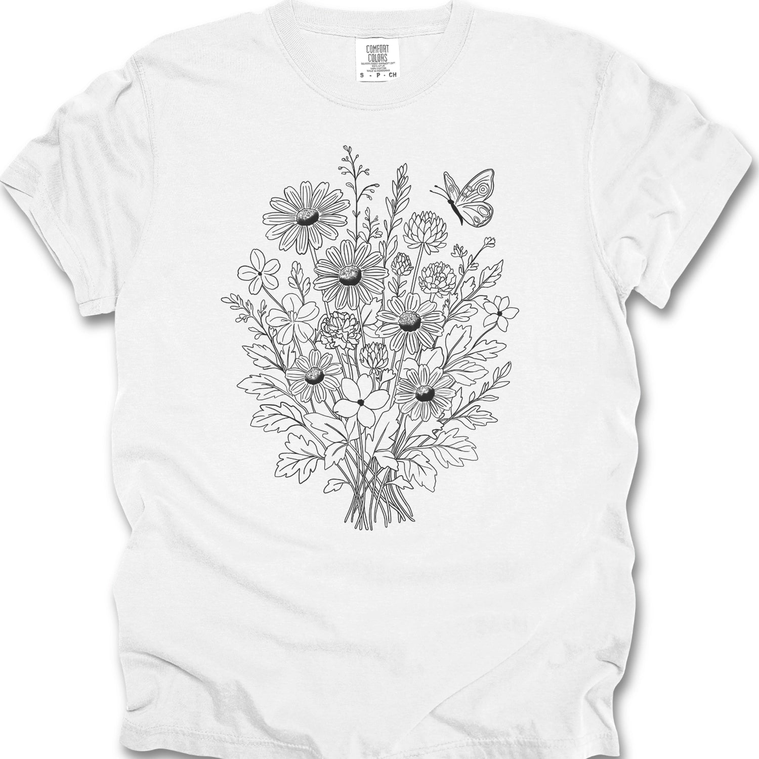 Floral Line Art T-Shirt