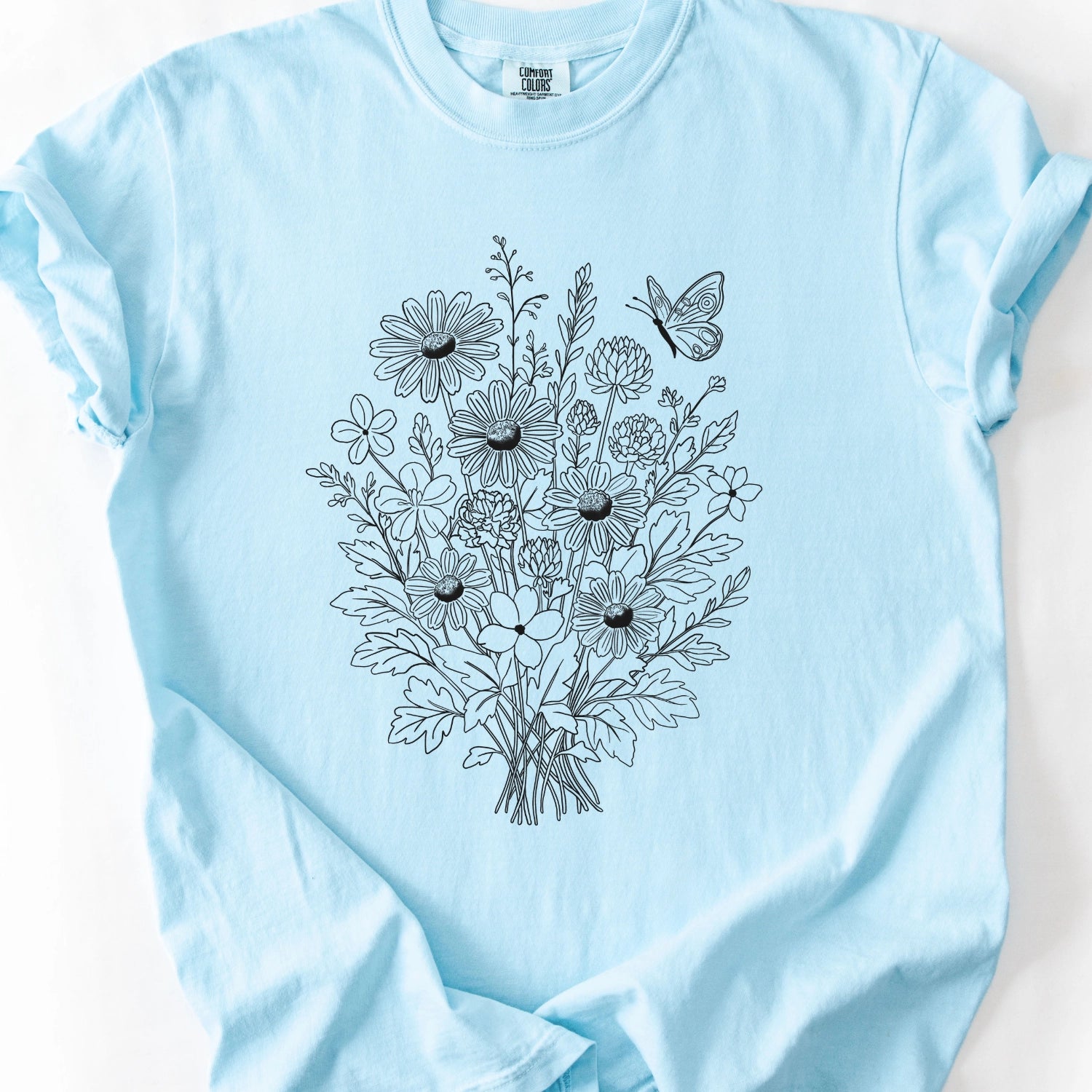 Floral Line Art T-Shirt