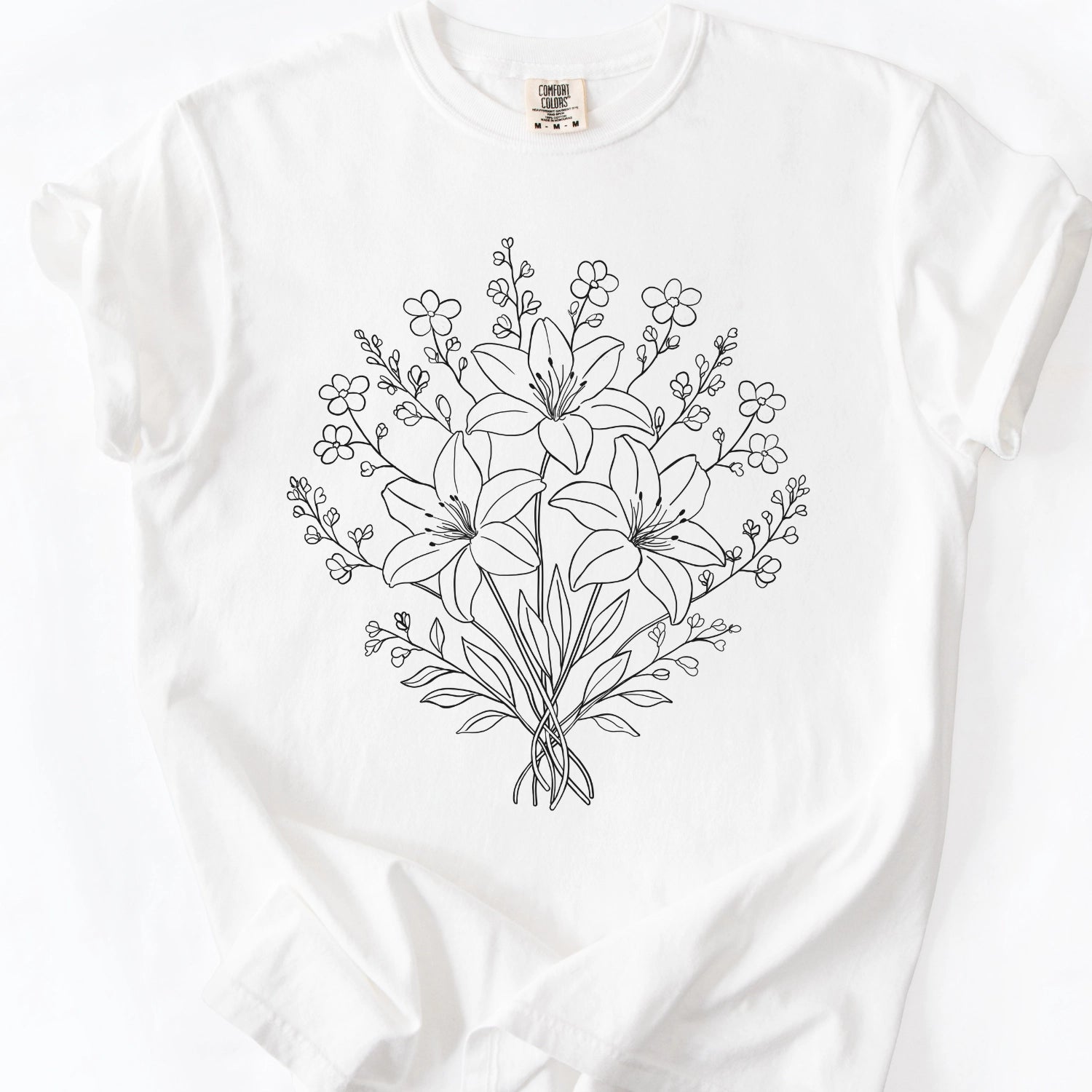 Floral Line Art T-Shirt