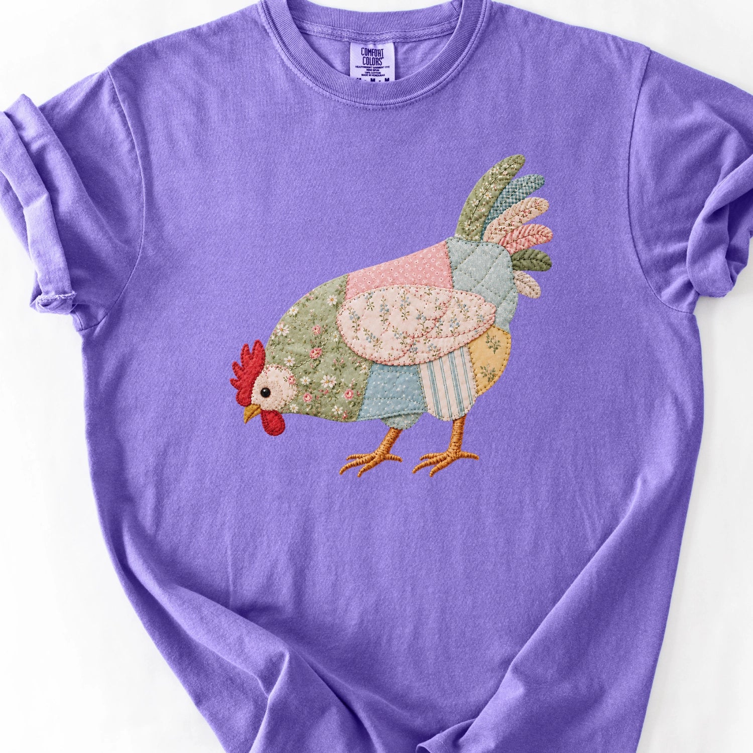 Faux Patchwork Hen T-Shirt