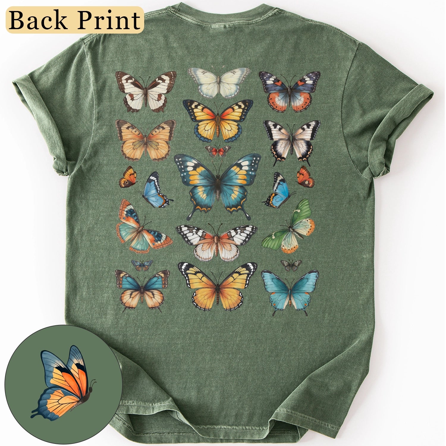 Vintage Butterfly Back Print T-Shirt