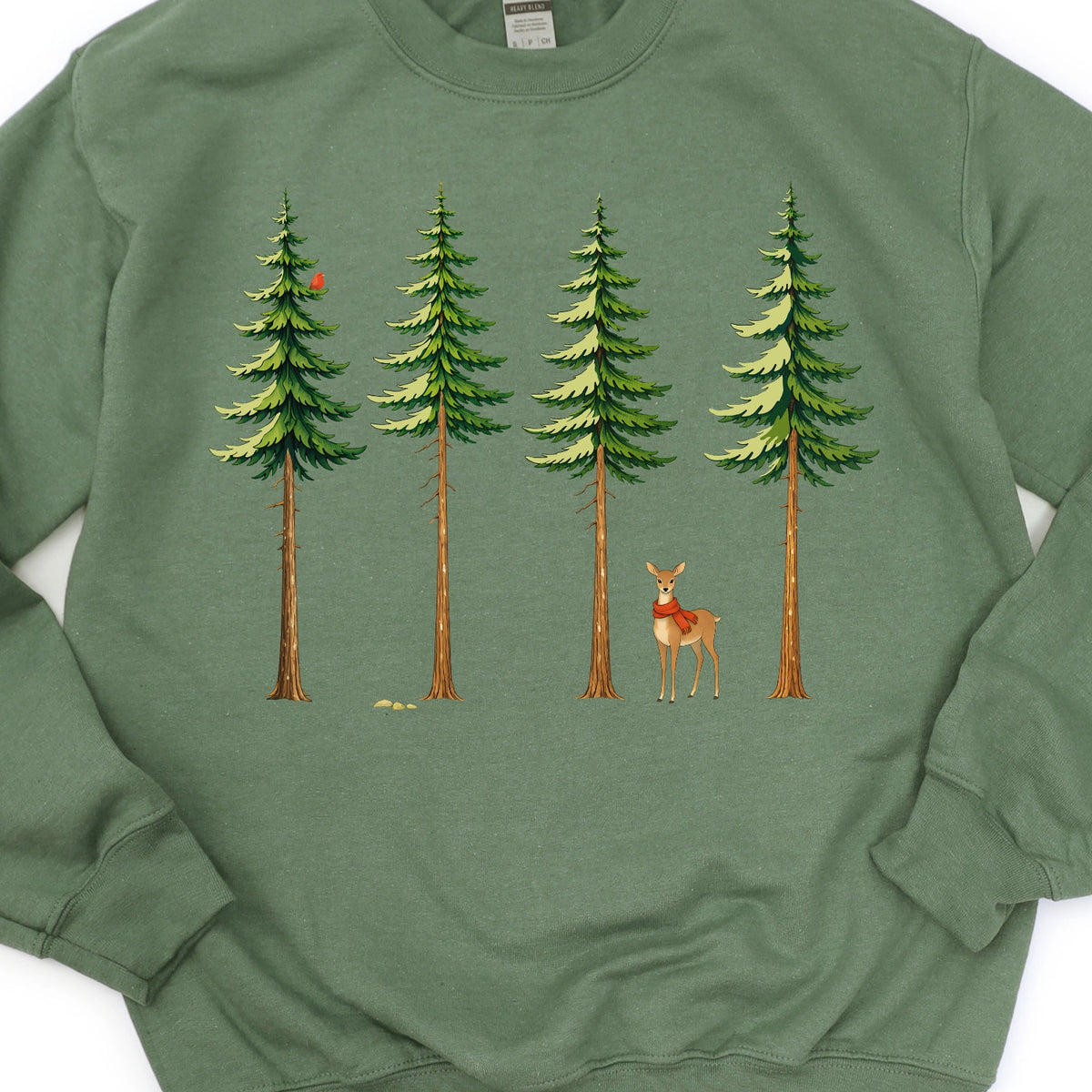 Deer in Red Scarf Sweatshirt