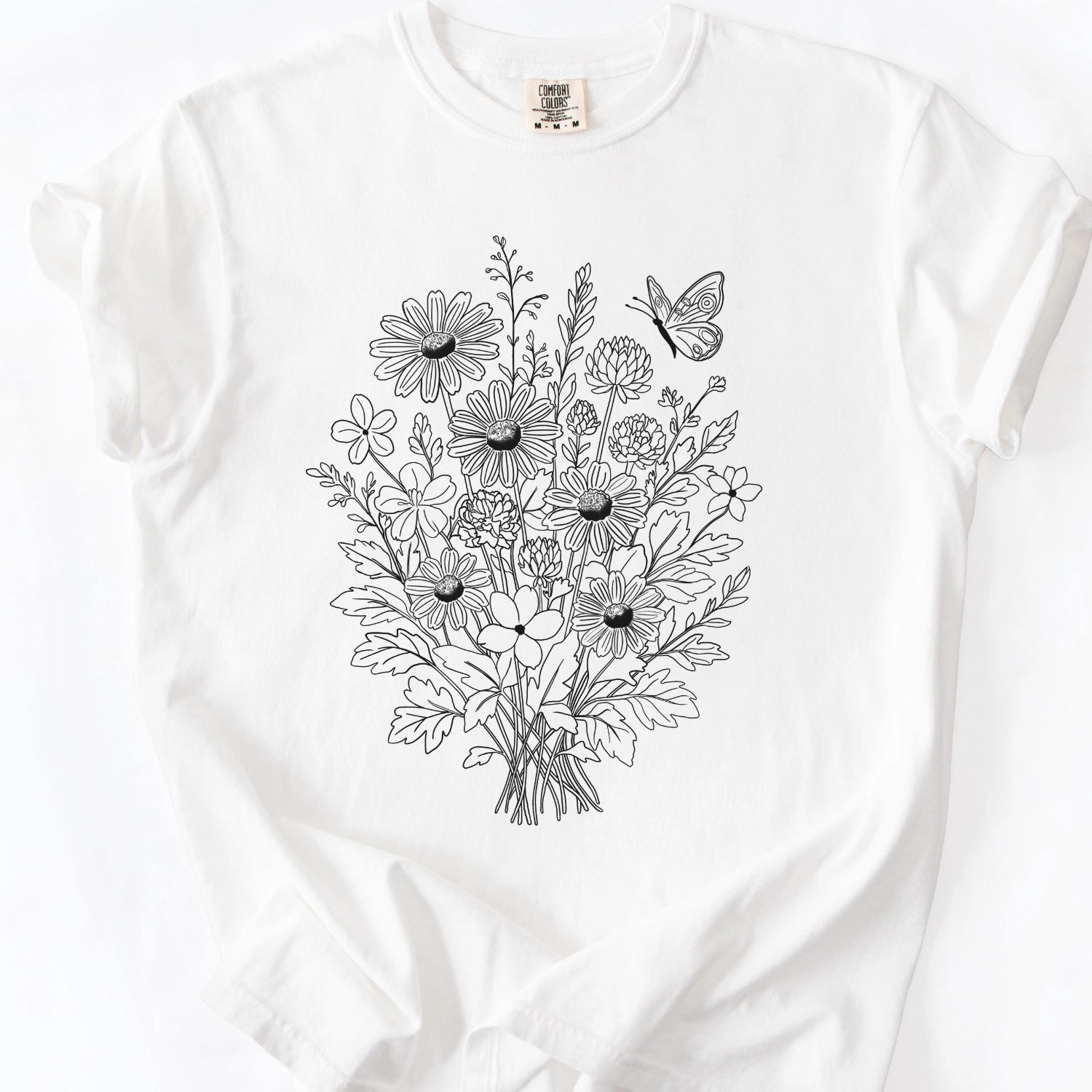 Floral Line Art T-Shirt