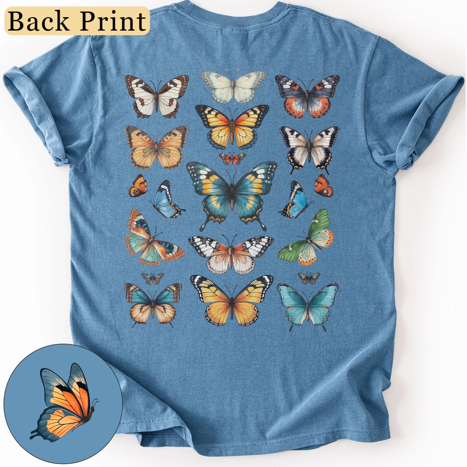 Vintage Butterfly Back Print T-Shirt