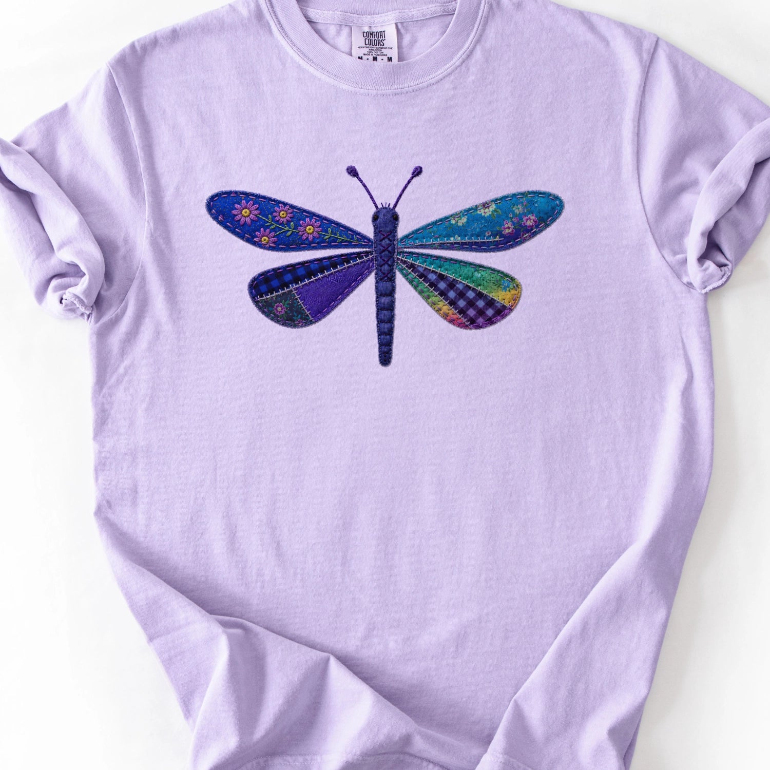 Faux Patchwork Dragonfly  T-Shirt