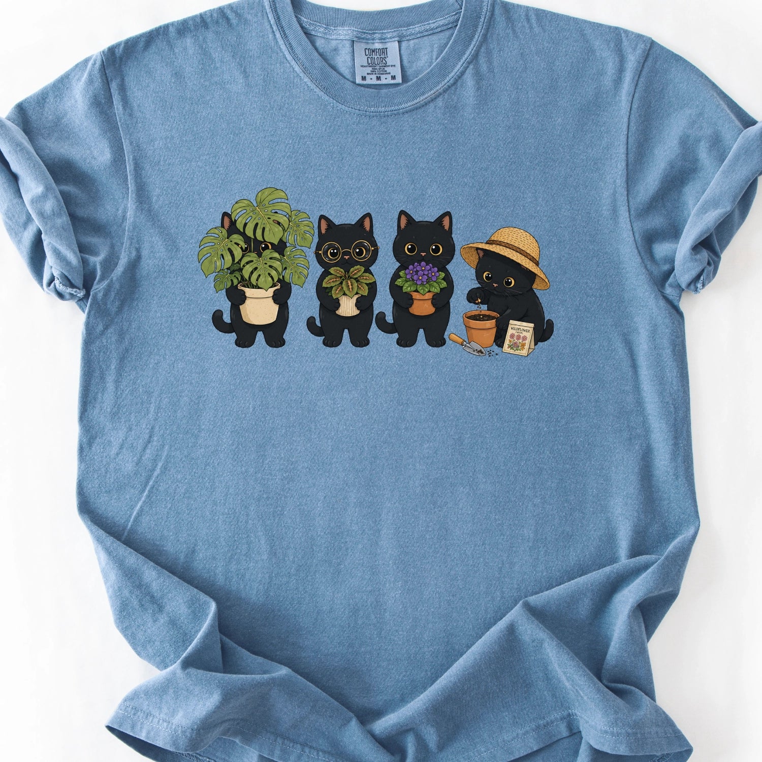 Black Plant Cats T-Shirt