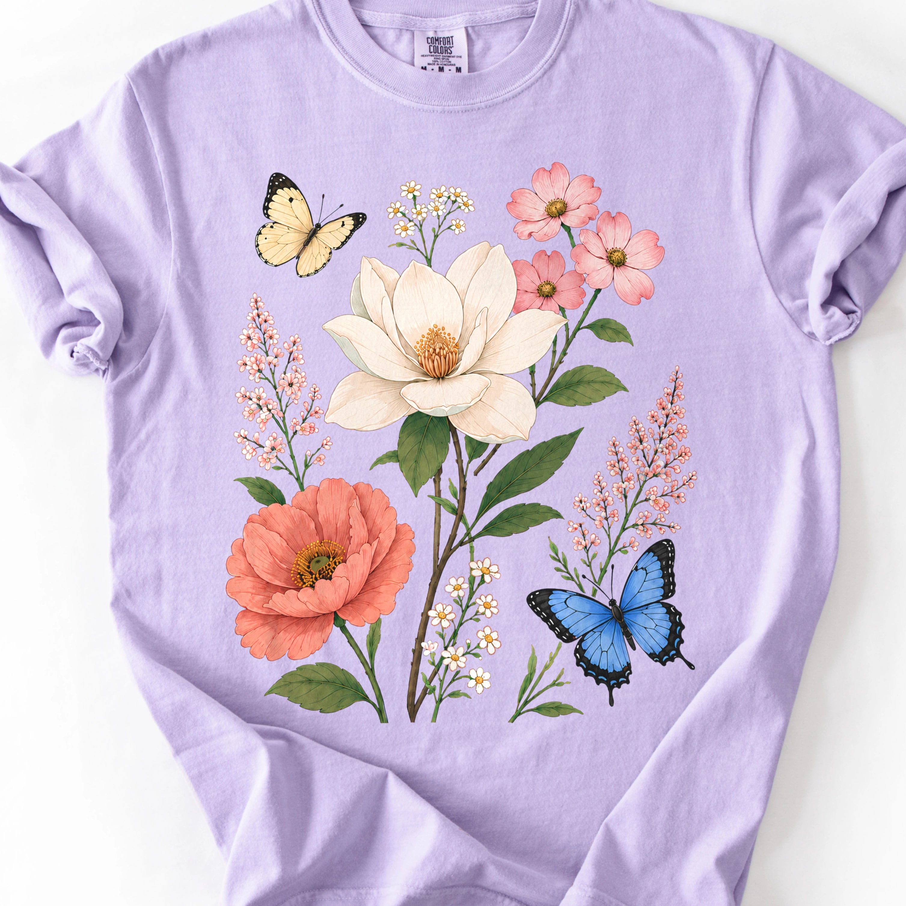 Vintage Magnolia Butterfly Garden T-shirt