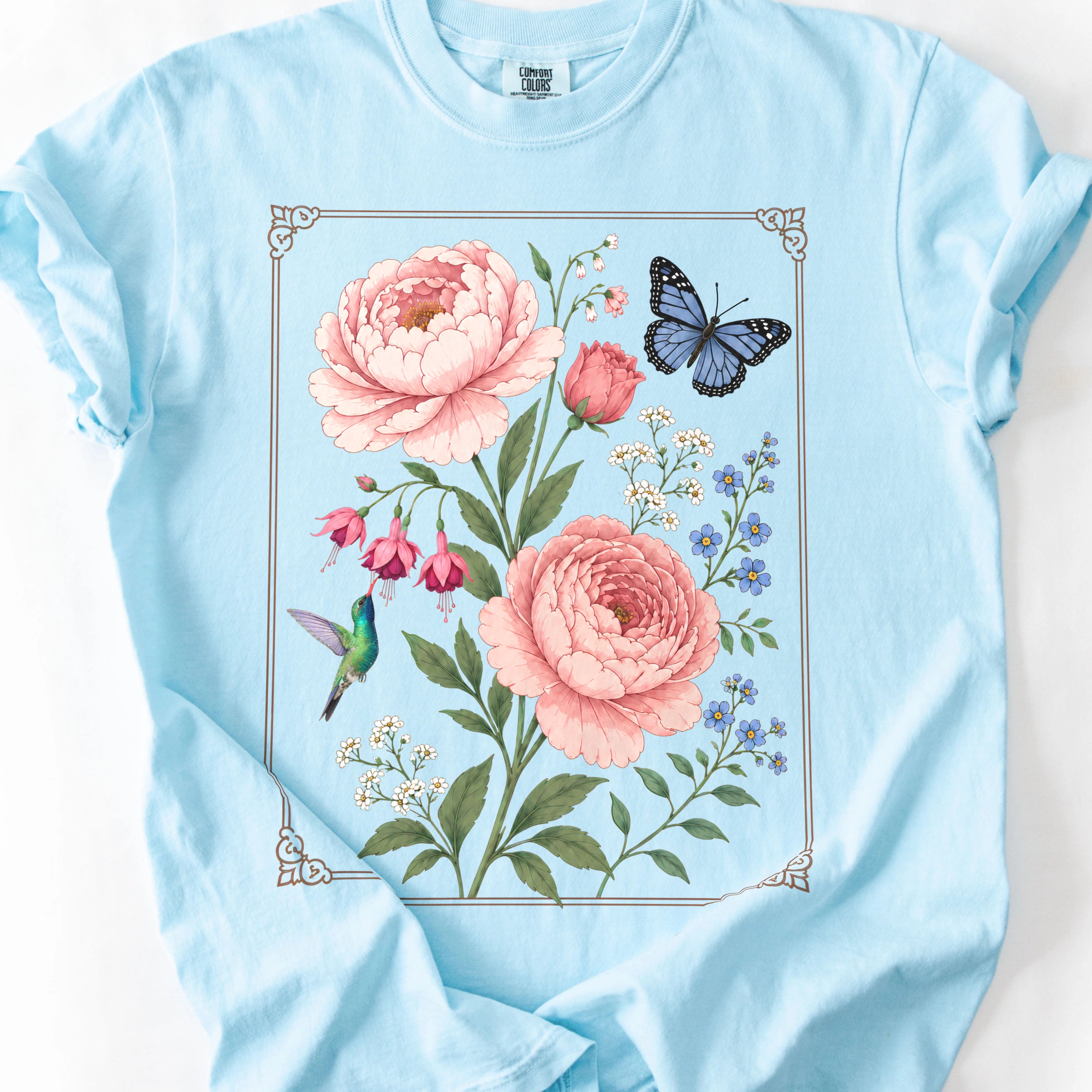 Floral Peony Butterfly Shirt
