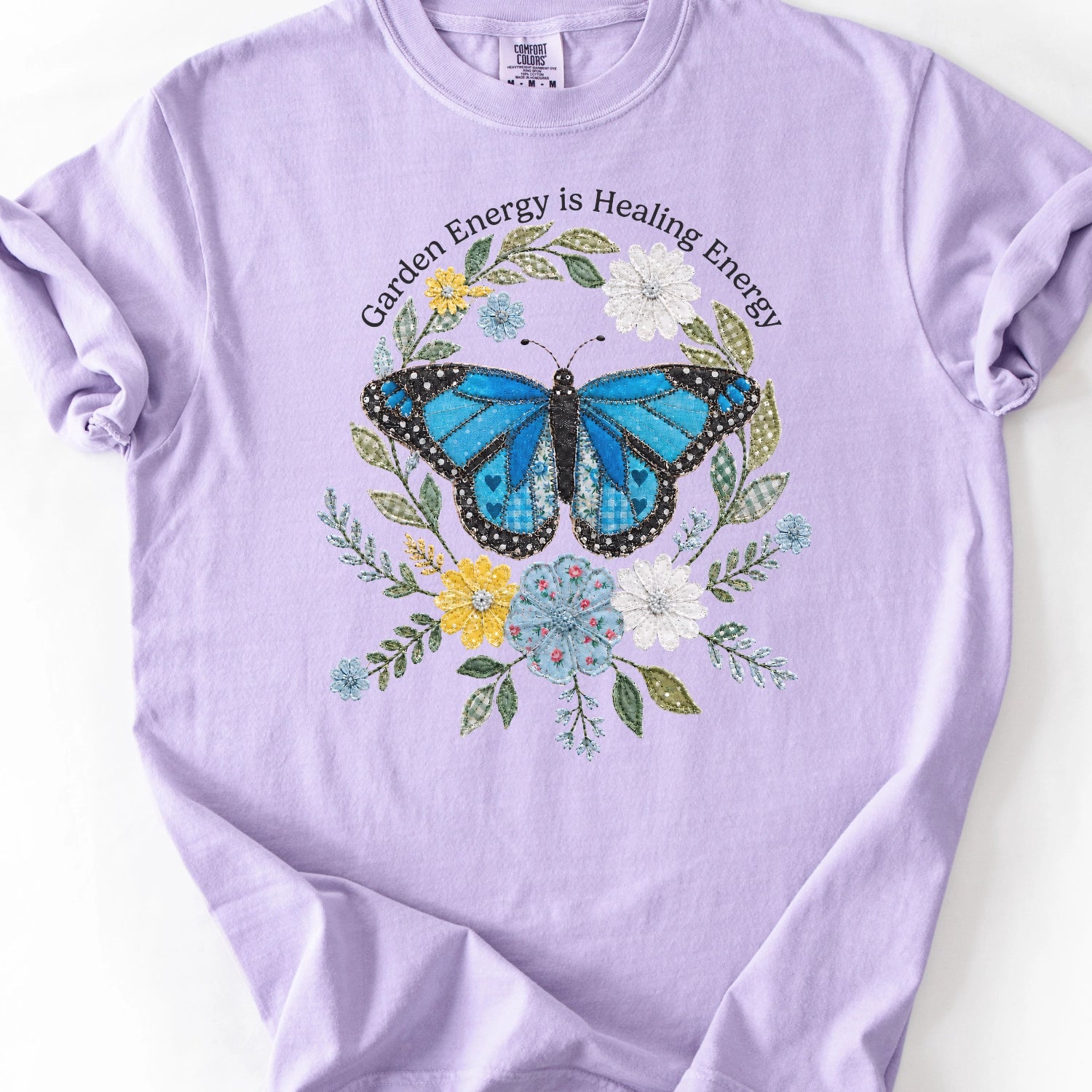 Faux Patchwork Garden Energy Is Healing Energy T-Shirt
