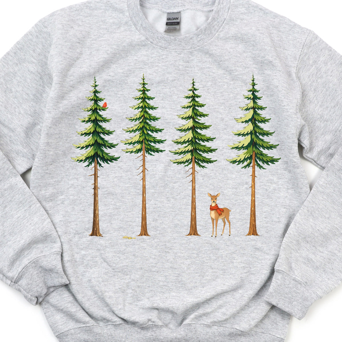 Deer in Red Scarf Sweatshirt