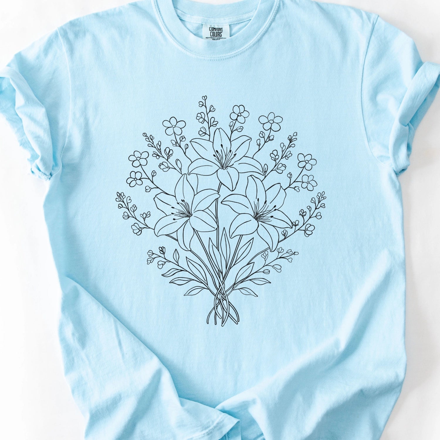 Floral Line Art T-Shirt