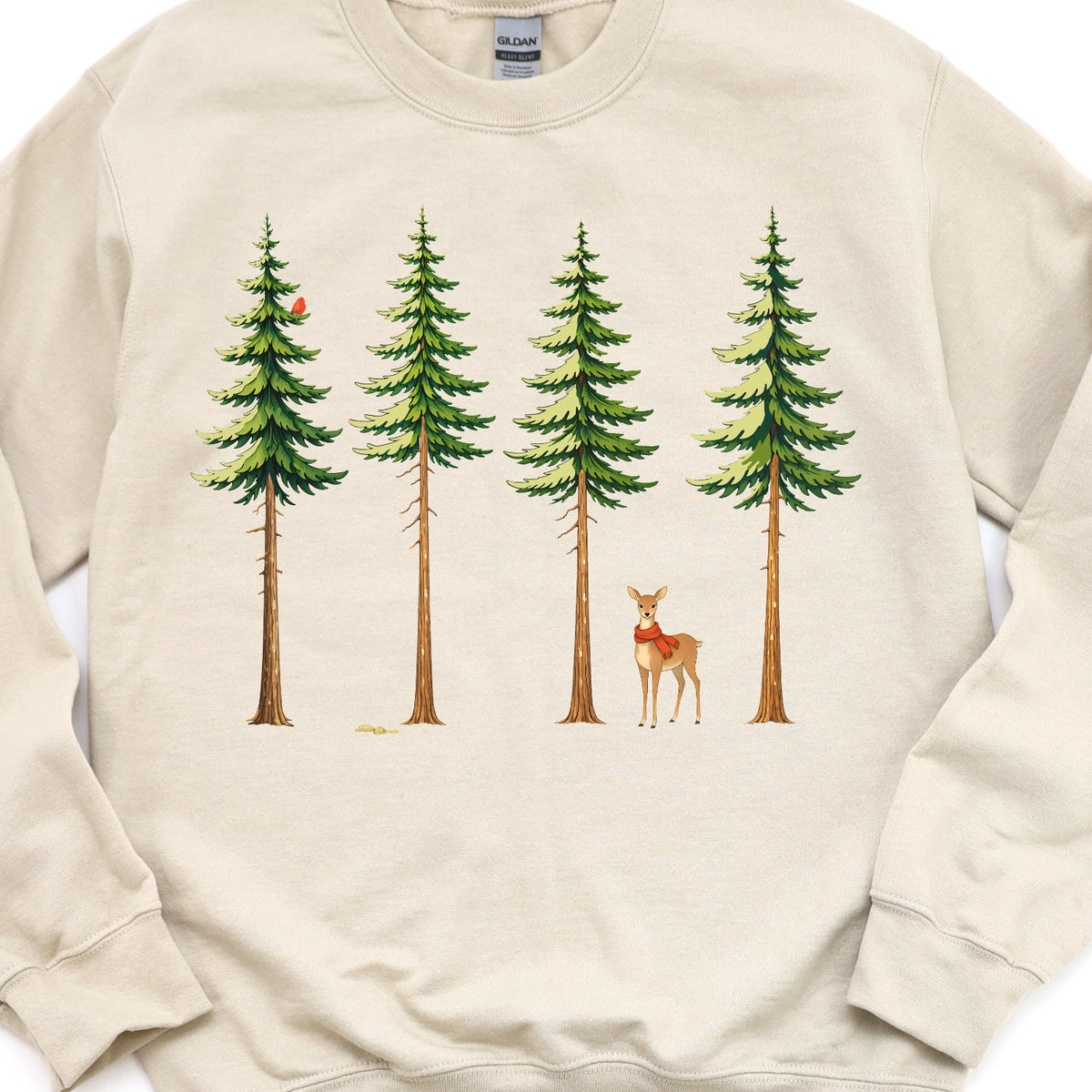Deer in Red Scarf Sweatshirt