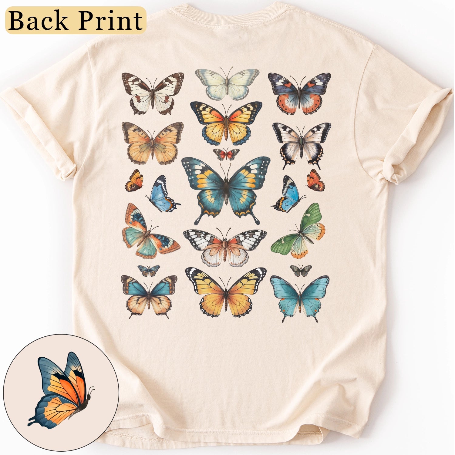 Vintage Butterfly Back Print T-Shirt