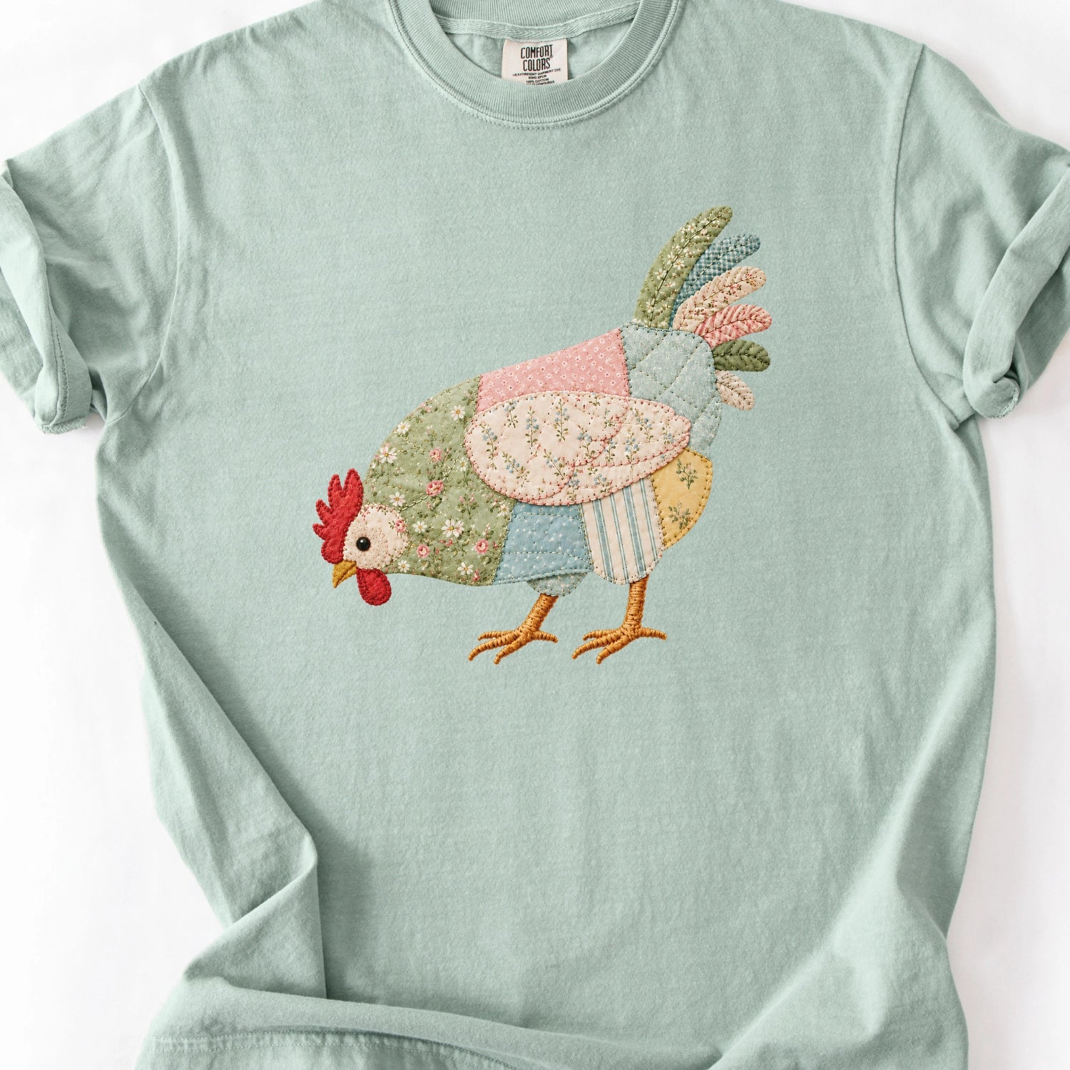 Faux Patchwork Hen T-Shirt