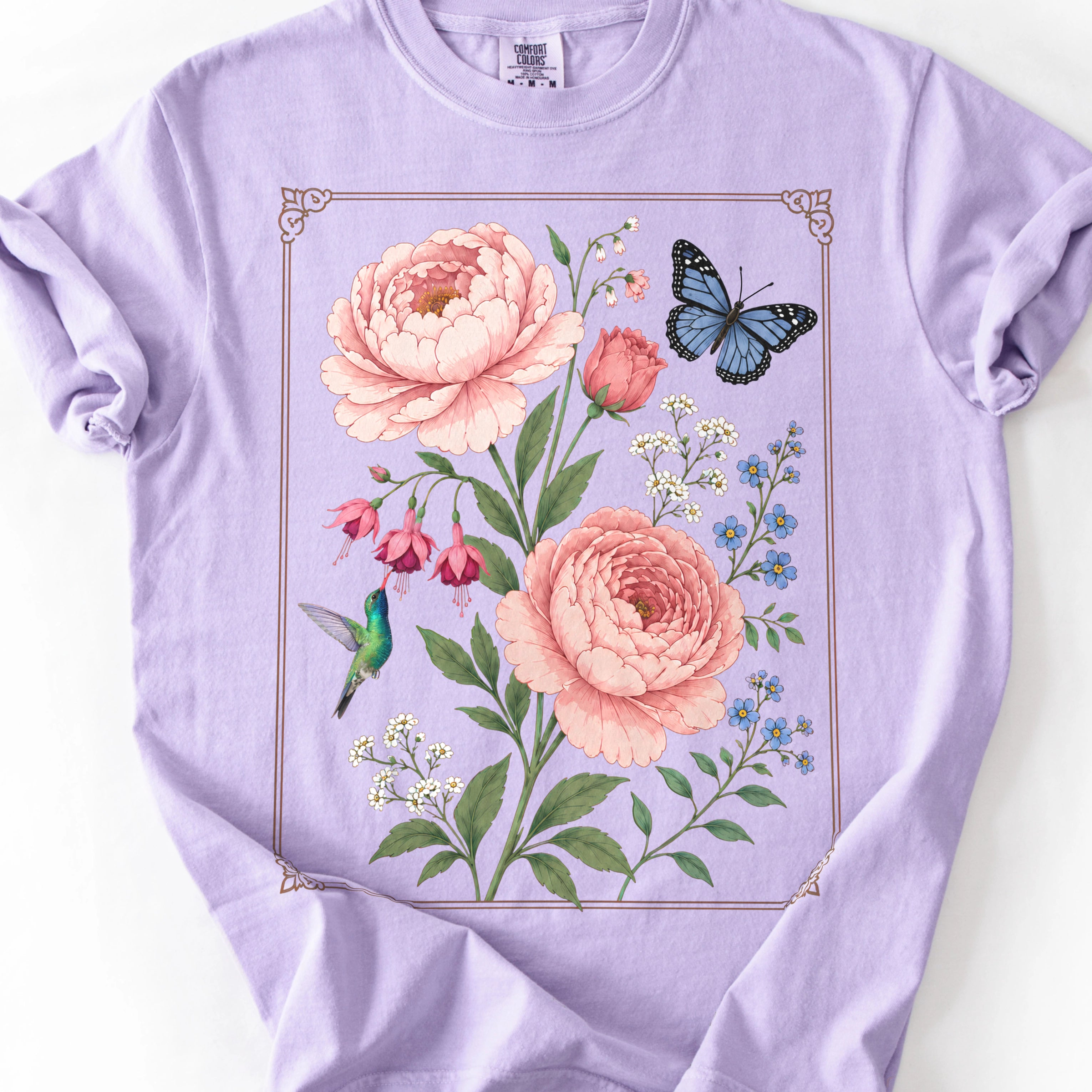Floral Peony Butterfly Shirt