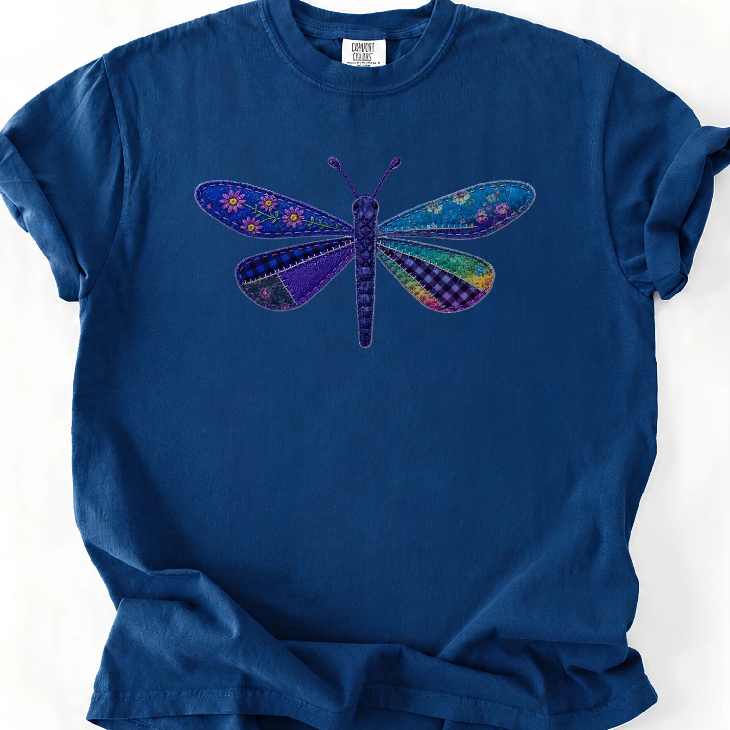 Faux Patchwork Dragonfly  T-Shirt