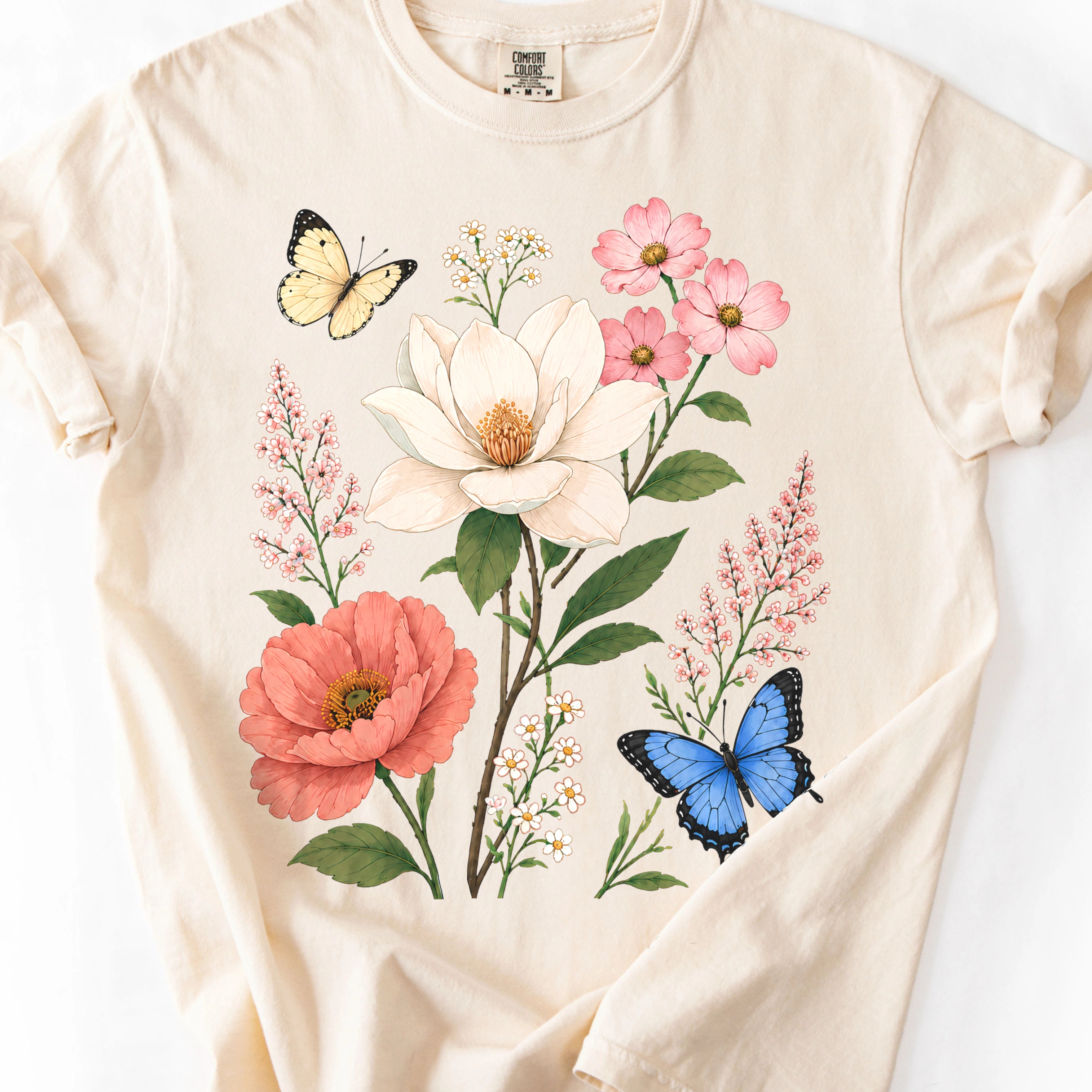 Vintage Magnolia Butterfly Garden T-shirt