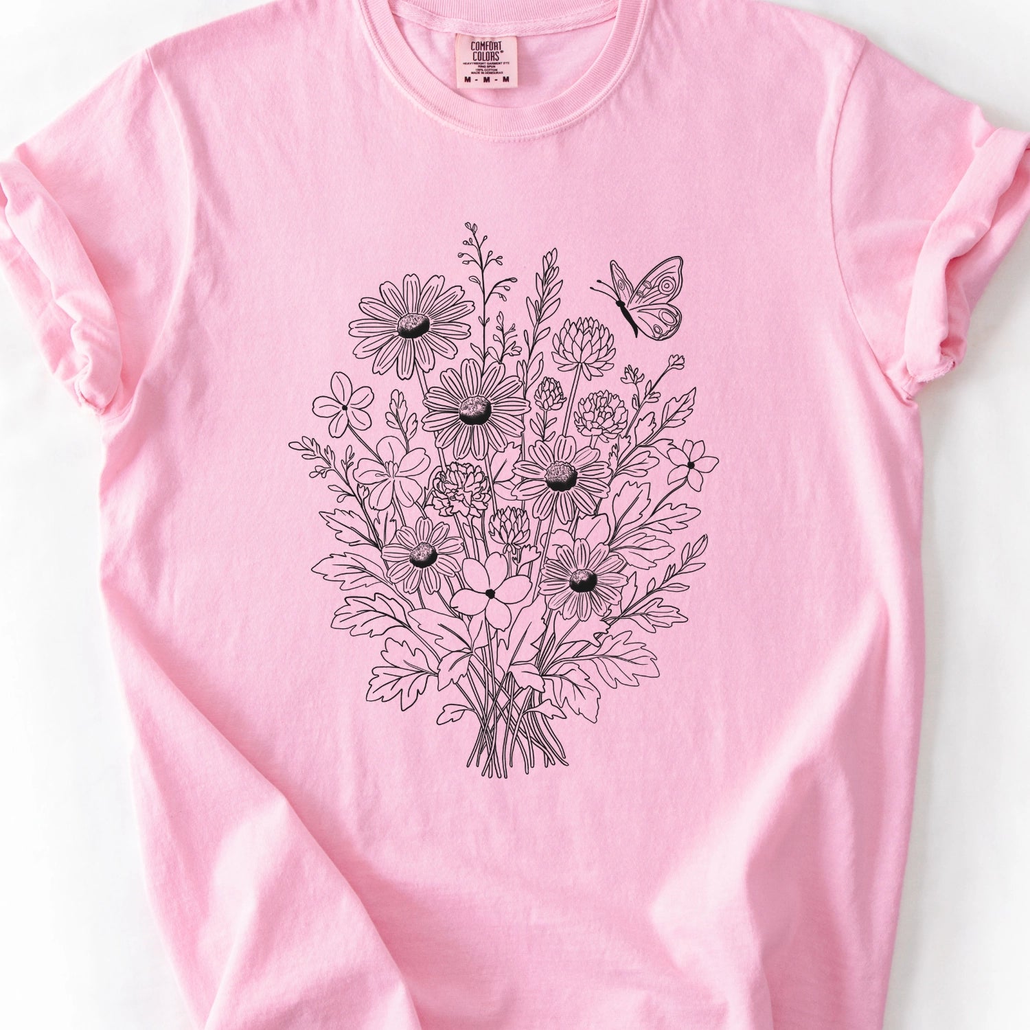 Floral Line Art T-Shirt