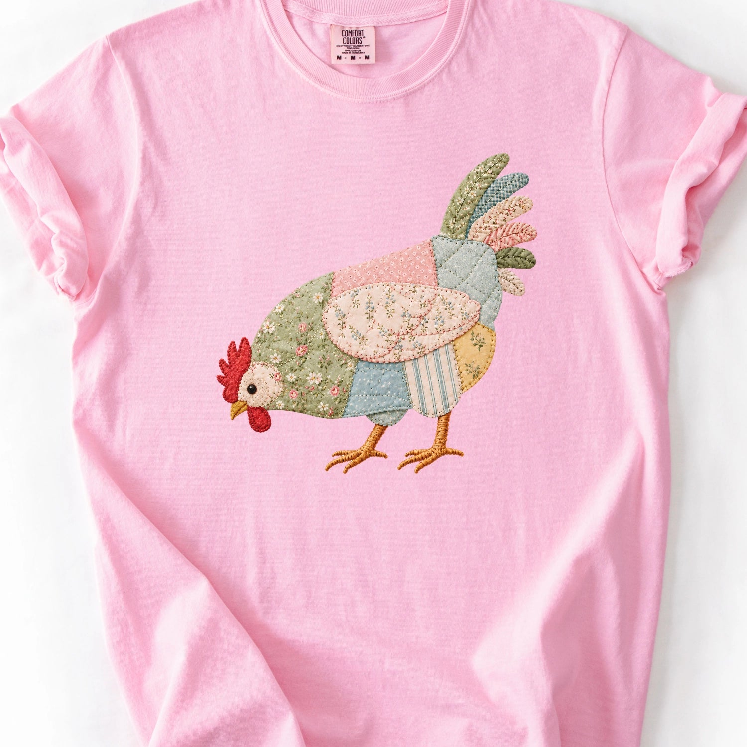 Faux Patchwork Hen T-Shirt