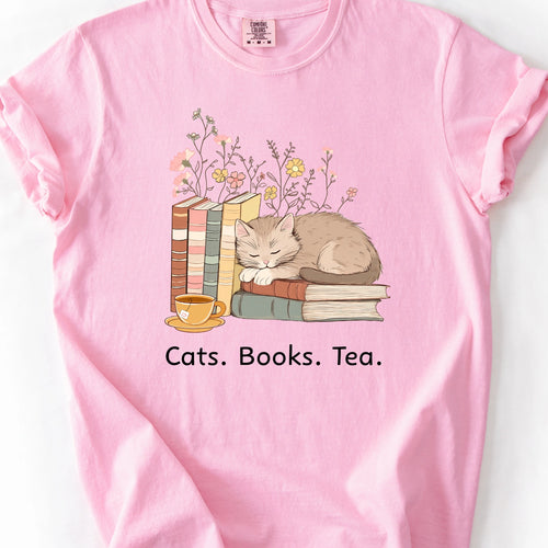 Cats Books Tea T-Shirt