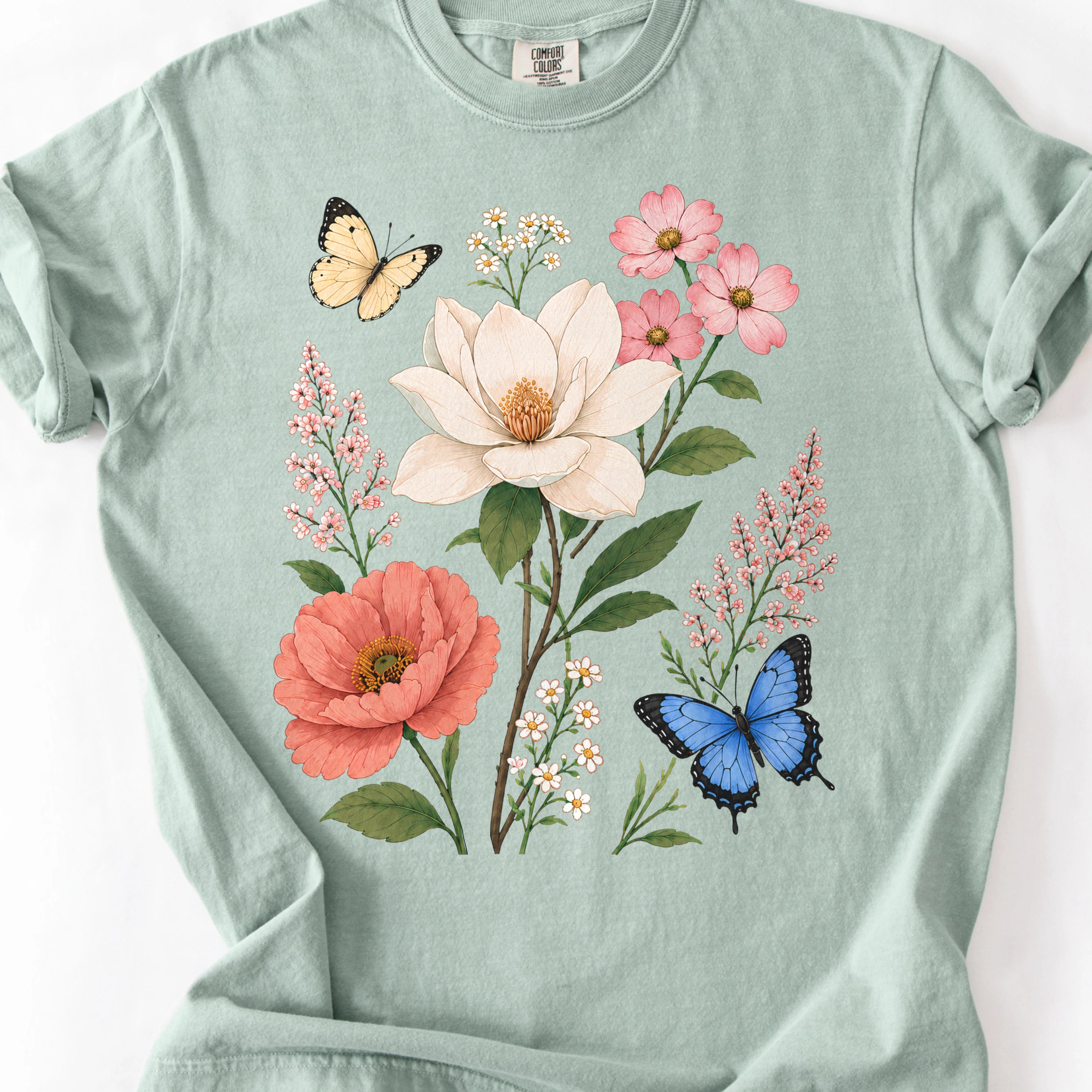 Vintage Magnolia Butterfly Garden T-shirt
