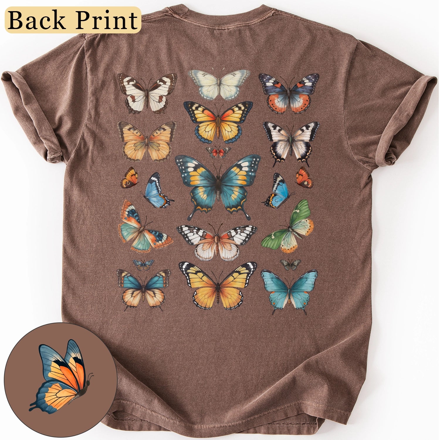 Vintage Butterfly Back Print T-Shirt