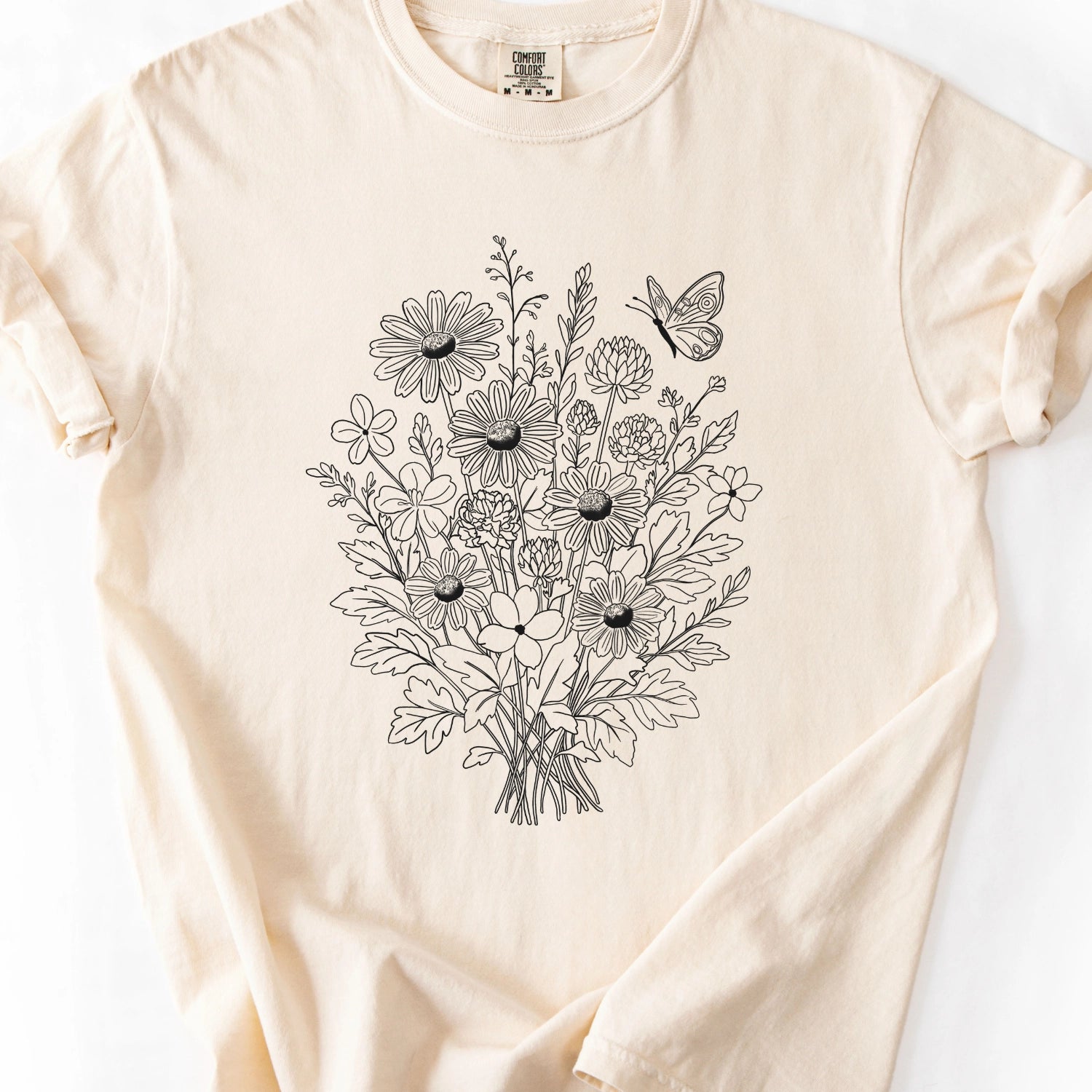 Floral Line Art T-Shirt