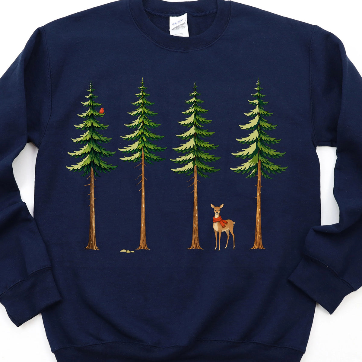 Deer in Red Scarf Sweatshirt