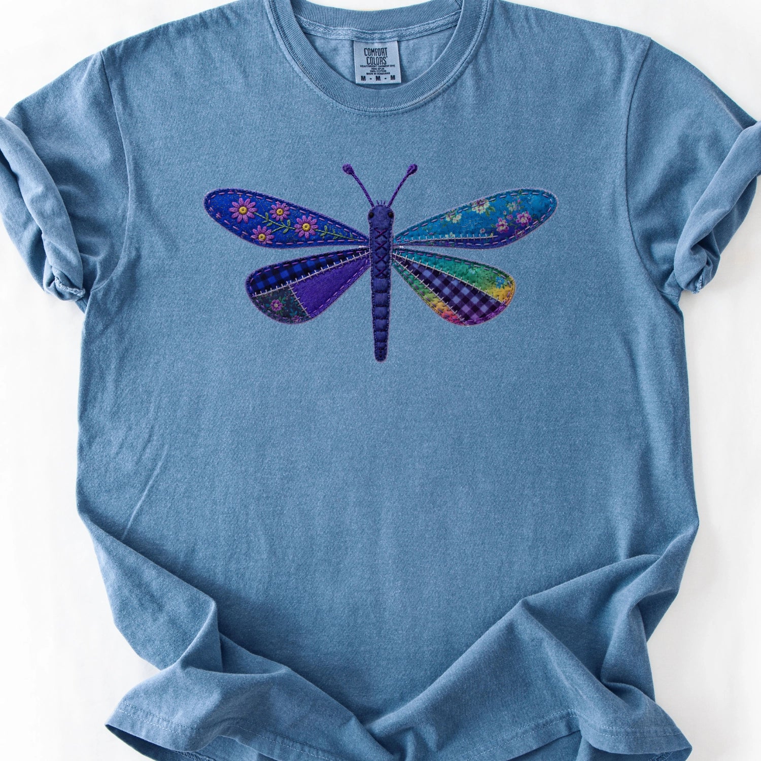 Faux Patchwork Dragonfly  T-Shirt