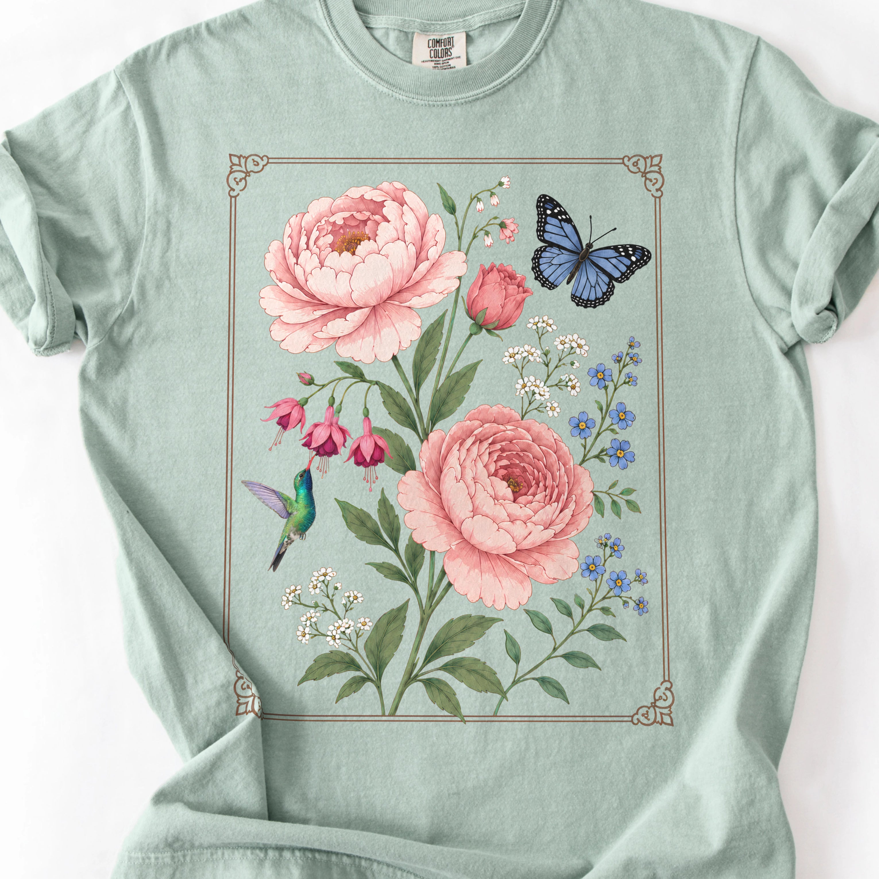 Floral Peony Butterfly Shirt