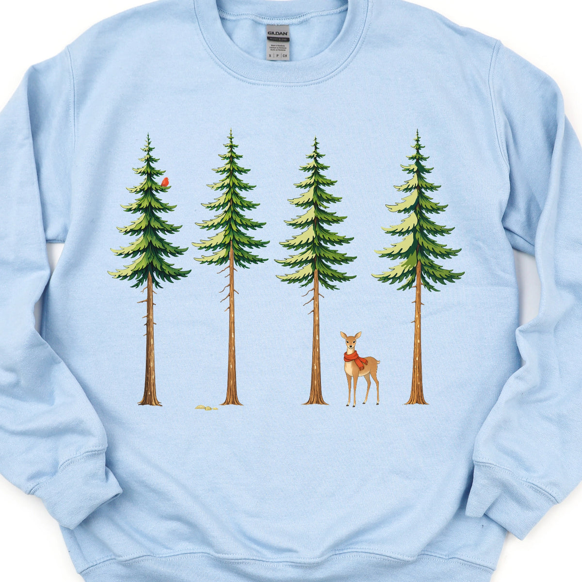 Deer in Red Scarf Sweatshirt