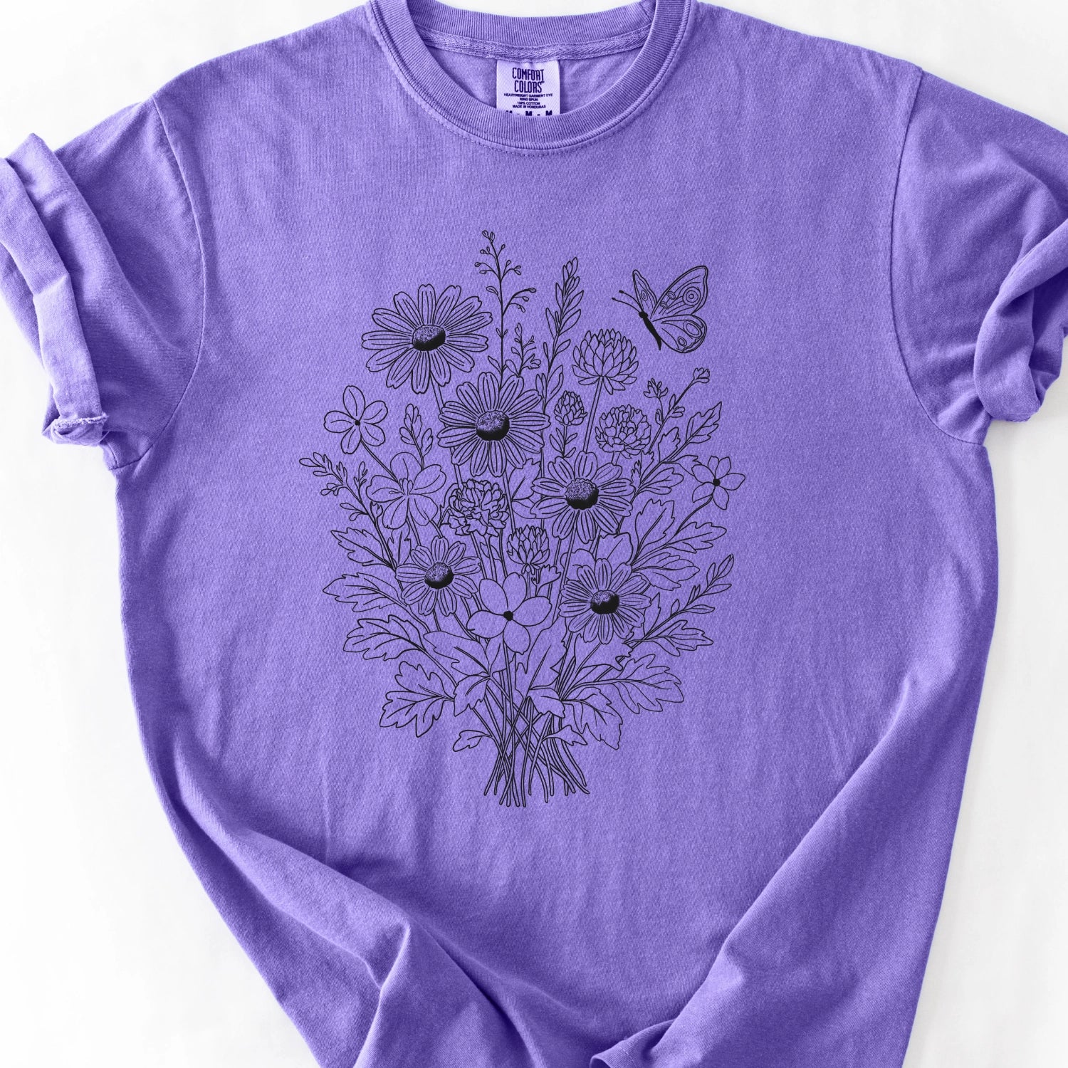 Floral Line Art T-Shirt